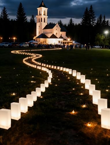 10 LED Luminaria Pathway Lights, Connectable & Weatherproof Outdoor/Indoor Walkway Light Set with Stakes & Zip Ties, Plug-in for Yard, Patio, Party, and Christmas Holiday Decorations (Warm White) - Image 6