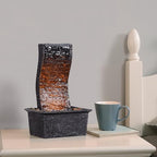Tabletop Water Fountain Curved Panel Indoor Waterfall Fountain for Bedroom, Office Desk, Living Room, spa, Quiet Zen Desktop Fountain for Home Decor Gift, 9.65 Inch - Image 4