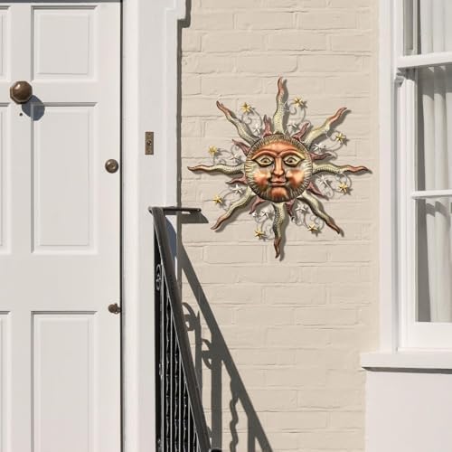 TERESA'S COLLECTIONS Sun Metal Wall Art for Outdoor Decor,21" Bronze Sun Face 3D Wall Decor for Garden Decor,Rustic Retro Hanging Sculpture for Outside Living Room Home Patio Farmhouse Gifts for Mom - Image 4