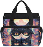 Boho Cat Garden Tool Bag Organizer Heavy Duty Flower Cat Gardening Tote Bag with 10 Pockets for Women Men Gardening Gifts - Image 2