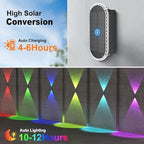 Ellasay Solar Fence Lights Backyard: 8-Pack Fence Lights Solar Powered 8 WRGB Color Modes - Up & Down Waterproof Solar Wall Lights for Outdoor/Yard/Poolside/Porch/Patio/Railing - Image 4