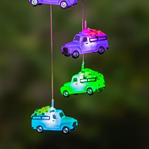 Evergreen Color Changing Solar Mobile with Spinning Light Refractor, Truck with Florals- 7 x 29 x 7 Inches Fade and Weather Resistant Outdoor Decoration for Homes, Yards and Gardens - Image 3