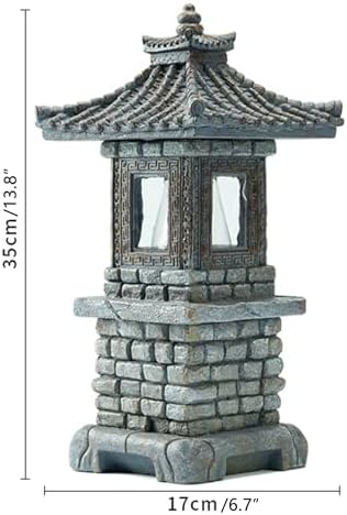 Solar-Powered Pagoda Garden Statue Auto-on LED Lantern, Zen Outdoor Decor Pagoda Garden Statue Dark Gray - Image 6