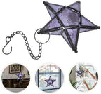 Xmas Star Glass Hanging Lantern Decorative Candle Holder Purple - Image 7