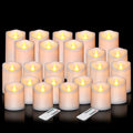 Artmarry Flameless Candles Outdoor Indoor Pillars Battery Operated Flickering Candles Include 10-Key Remote Timer 400+ Hours by 2 AA Batteries (White Candle - Warm Light, 3" D x 4"|5"|6" H - 24 Pack) by Artmarry