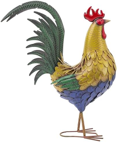 32" Metal Rooster Garden Statue, Chicken Sculpture Yard Decor - Image 2