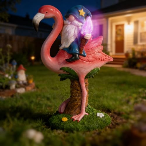 Gnome Flamingo Solar Garden Statue Outdoor Figurine Decor Lights - Image 2