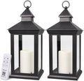 2-Pack 14" Candle Lanterns Outdoor Waterproof Decorative Lights with Timer Remote -Cool White Vintage Lantern Outdoor Decor by BrightZeal