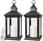 2-Pack 14" Candle Lanterns Outdoor Waterproof Decorative Lights with Timer Remote -Cool White Vintage Lantern Outdoor Decor by BrightZeal