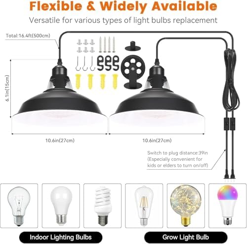 MYSWEETY Hanging Grow Light for Indoor Plants, 18W 3000K- 2PCS - Image 5