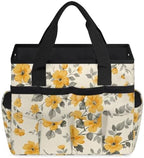 Garden Tool Bag Organizer Garden Tote Bag with Pockets Patterned Floral Print Tool Storage Organizer Gardening Tool Kit Holder 13" x 6.8" x 2.8" - Image 2