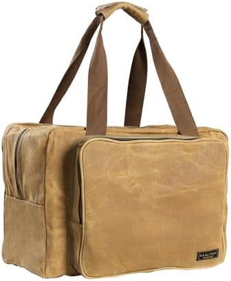 Tool Tote Bag - Large Capacity Tool Carrying Bag with 2 Zipper Pouches, Sustainable 16OZ Waxed Canvas Garden Tote for Gardening Set Hammer Fishing Gear Goggles - Khaki - 15.5"L x 7.5"W x 11.5"H by Kaaltisy