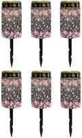 Poceacles Flameless Candle Solar Powered Grave Outdoor Solar Lights Cemetery Candle Lights Fake LED Pillar Candles Outdoor Waterproof Decorative, Peach Blossom Butterfly, Pack of 6 by Poceacles