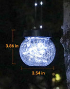 PARTPHONER Solar Lights Outdoor Waterproof 12-Pack, Solar Powered Hanging Lantern Cracked Glass Hanging Globes for Yard Decor Christmas Decoration, Shepherd Hook, Garden Tree Ornaments, Cold White - Image 4