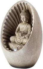Alpine Corporation WIN322 Indoor/Outdoor Tabletop Buddha Fountain with LED Lights, Soothing Buddha Garden Fountain 11", Beige by Unknown