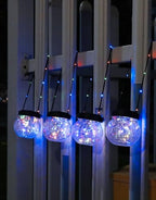 PARTPHONER Solar Lantern Solar Lights Outdoor Waterproof 6-Pack, Solar Powered Hanging Lights Cracked Glass Hanging Globes for Christmas Decoration, Shepherd Hook, Garden Tree Ornaments, Multi-Color - Image 3