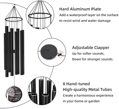 Personalized Sympathy Wind Chimes Outdoor Deep Tone, Memorial Wind Chime for the Loss of a Loved One, in Loving Memory Wind Chime, Bereavement Gift/Memorial Gift for Condolence - Image 4