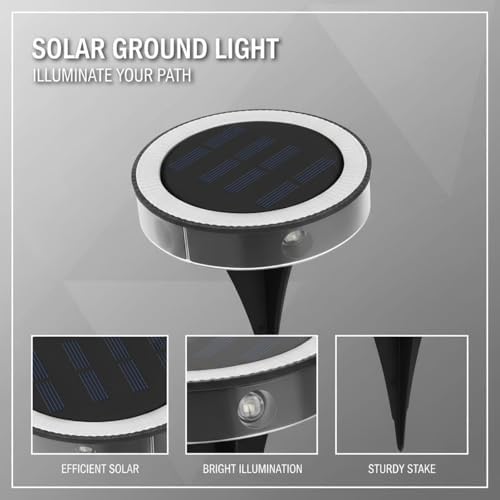 2 Pcs Waterproof Outdoor Solar Powered Ground Disk Lamps, White Lighting In-Ground Landscape Lights, Auto On/Off for Pathway, Yard, Patio, Lawn Decor, 5.12 X 4.33 in - Image 3