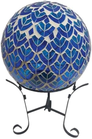 Briarwood Lane Everyday Gazing Ball 10x10 Blue and White Scalloped Solar LED Gazing Ball by BriarwoodLane