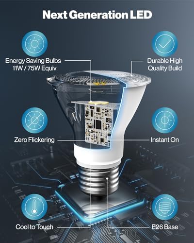 Sunco 10 Pack PAR30 LED Bulb Flood Light, E26, 11W=75W Dimmable, Long Neck - Image 4