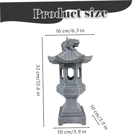 Pagoda Garden Statue, Resin Solar Japanese Pagoda Lantern, Decorative Zen Garden Landscape for Yard Patio Lawn, Style1, Decoración al aire Libre - Image 4