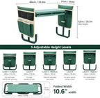 Garden Kneeler and Seat, 2-in-1 Folding Gardening Stool with 5 Adjustable Heights, 660 lbs Heavy Duty Steel Frame and 2 Tool Pouches - Image 2