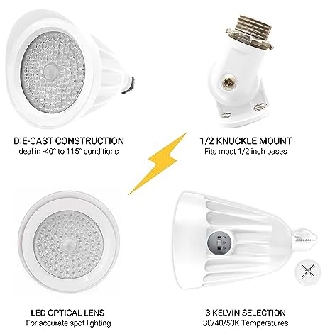 NUWATT 25W White LED Bullet Spot Light for Outdoor Landscapes, 3CCT 30K-50K - Image 3