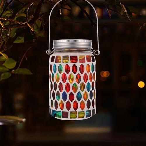 Outdoor Solar Lamp Ornament Hanging Glass Garden Light Lantern - Image 7