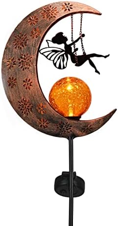 TERESA'S COLLECTIONS Solar Metal Moon Fairy Garden Stake Mom Gift 39" by ValeryMadelyn