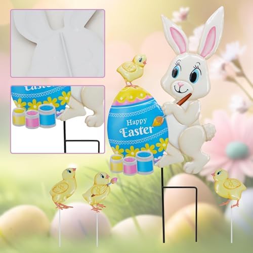 Yard Sign Stakes Made of Metal, Easter Yard Stakes with Bunny Egg for Easter Decorations Outdoor Garden Lawn Porch - Image 6
