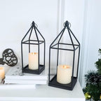 Lantern Decorative Indoor&Outdoor, 18’’&14’’ Large Black Metal Candle Lanterns Decor, Vintage Hanging Holders for Home Porch Wedding Centerpiece, Spring Farmhouse Decorations - Image 5