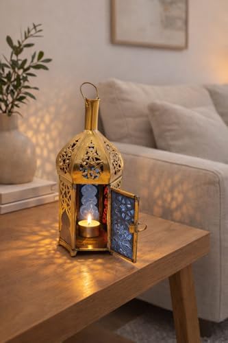 Moroccan Brass Wall Lamp Sconce Home Decor, Handmade Lighting Copper Metal Lights Turkish Lamp, Ramadan Candle Lantern, Candle Holder, Indoor Outdoor, Patio, Porch, Shelf, Garden (Candle) - Image 3