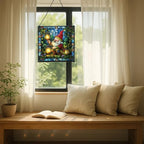 Gnome with Firefly Lanterns Stained Glass Suncatcher – Square Hanging Window Panel for Home, Garden, Nursery, Halloween, Christmas, Memorial Day – Whimsical Glass Art Gift for Gnome Lovers yb570v - Image 7