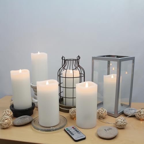 Stonebriar LED Pillar Candles — Remote & Timer, Real Wax Flameless Candles for Home Décor, Weddings & Events, Pack of 6, White, 3" x 6" - Image 5