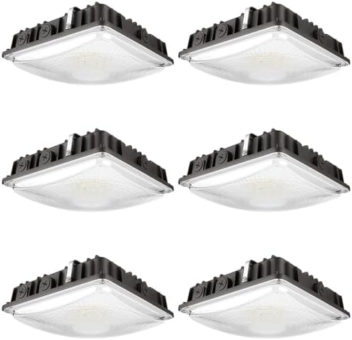 Konlite 63W/45W/30W LED Canopy Light - Selectable - 5000K/4000K - 9,360LM - Dimmable - 120-277V - 250W Equal, Residential & Commercial Indoor & Outdoor Light Fixture, UL, Dark Bronze - 6 Pack by Konlite