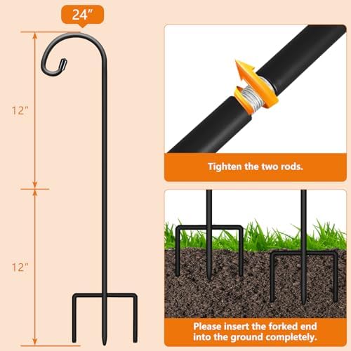 Gtongoko 24" Small Shepherd Hooks for Outdoor 8 Pack Garden Hooks for Decor - Image 6