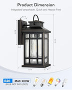 Dusk to Dawn Outdoor Lighting, Black 2 Pack Outside Lights for House with Gold Trim, Modern Exterior Light Fixtures, Outdoor Wall Lanterns for Porch, Garage, Doorway, Anti-Rust, Waterproof - Image 6