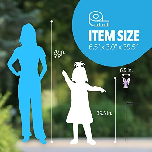 Exhart Garden Solar Lights, Decorative Angel Garden Stake, 13 LEDs, Cute Yard and Pathway Decor, Purple, 7 x 40 Inch - Image 6