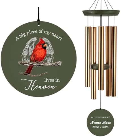 Personalized Cardinal Memorial Wind Chimes Lives in Heaven by ExtrabilyOfficial