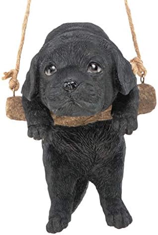 Design Toscano Black Lab Puppy on a Perch Hanging Dog Sculpture, 8 Inches - Image 3