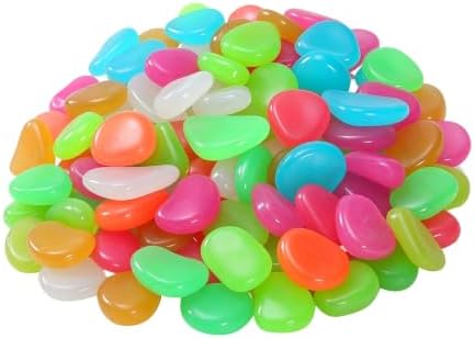 500pcs Resin Glow in Dark Pebbles for Garden Landscaping by MERRYHAPY