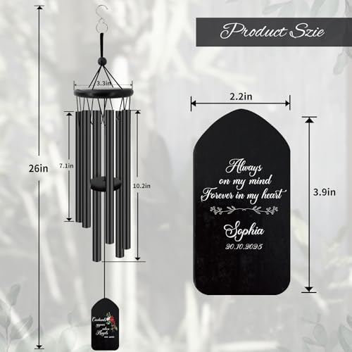 Personalized Wind Chimes Outdoor Deep Tone, Wind Chimes for Loss of A Loved One, Commemorating a Deceased Friend, Bereavement/Sympathy/Memorial Gift, 24inch - Image 2