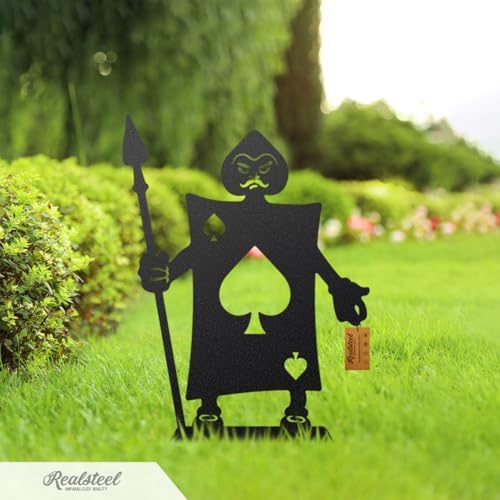 Alice in Wonderland Garden Stakes – Set 2: Queen of Hearts, Spade & Club Knights – Outdoor Decor – RealSteel Original – Rust – Weatherproof American Steel – Made in USA - Image 5