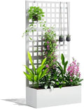 Outsunny Galvanized Raised Garden Bedw/Trellis 35" x 16" x 70" White by Outsunny