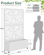 Metal Planter Box with Trellis,70.9"x47.2"x15.7" Raised Garden Bed with Drainage Holes, Privacy Planters for Outdoor Garden Bed for Climbing Plants,Vegetables,and Vines, White-Flower - Image 2