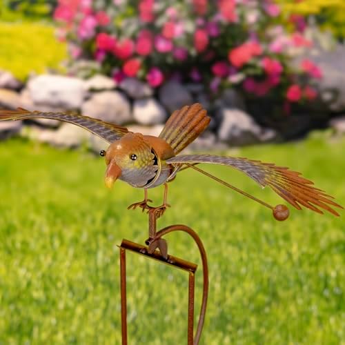 Zaer Ltd. Metal Rocking Bird Garden Stakes, 53 Inch Tall, Colorful Hand-Painted Birds, Spring Motion (Set of 6) - Image 7