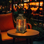 Solar Lantern Autumn Fall Forest Stained Glass Window Birch Tree Maple Leaves Outdoor Garden Hanging Lantern Waterproof Solar Powered Lighting Outside Table Lamp for Deck Yard Camping Patio Decor - Image 7