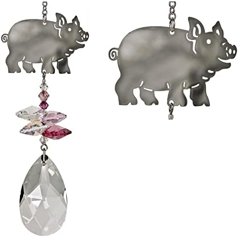 Woodstock Chimes Sun Catcher Crystal Fantasy, 4.5" Pig Crystal Suncatcher Pink Hanging Window Prism for Indoor Kitchen Office Gifts Rearview Car Mirror Décor, Rainbow Makers Collection - Image 3