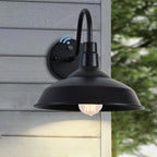 Outdoor Gooseneck Barn Lights with Dusk to Dawn Sensor, 10.6inch Black Farmhouse Exterior Light Fixture Wall Mount, Outdoor Wall Sconces Outside for Farm House Garage Porch Patio 1pack by NICOLONOROutdoorBarnLights