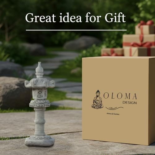 OLOMA Concrete Japanese Garden Lantern Sculpture Stone Pagoda Outdoor Decor Buddhist Serenity Statue Zen Garden Ornament Asian Landscape Figurine - Image 4